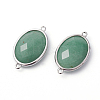 Platinum Tone Brass Green Aventurine Links connectors G-F339-B01-2