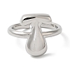 Initials Brass Open Cuff Ring for Women RJEW-N046-02T-P-2