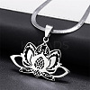201 Stainless Steel Chakra Lotus Flower Hollow Pendant Necklaces LS-NJEW-K283-29P-1
