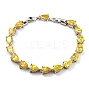 Rack Plating Brass Pave Cubic Zirconia Teardrop Links Bracelets for Women BJEW-H604-01P-04-1