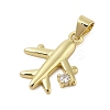 Plane Rack Plating Brass Micro Pave Cubic Zirconia Pendants KK-Z074-20G-2