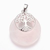 Natural Rose Quartz Pendants G-F573-C12-2