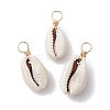 Natural Cowrie Shell Pendants PALLOY-JF02681-01-1