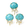 Brass Micro Pave Cubic Zirconia Stud Earring Findings with Natural Turquoise KK-Z096-05G-12-1