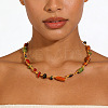 Bohemian Adjustable Porcelain Chip Beads Cotton Cord Braided Necklaces for Women WG0ECFE-01-1