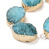Golden Plated Dyed Oval Natural Drusy Quartz Crystal Beads Strands G-F144-07-3