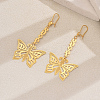 Elegant French Style Brass Hollow Butterfly Tassel Hoop Earrings JT4875-5