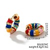 Brass Striped Enamel Bamboo Hoop Earrings YF1194-4-1