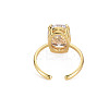 Oval Glass Open Cuff Ring RJEW-S049-001G-01-2