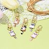 Cat Alloy Enamel Pendant Decorations HJEW-FZ00010-3