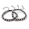 Adjustable Natural Rose Quartz and Non-magnetic Synthetic Hematite Braided Bead Bracelets BJEW-Z090-01B-4