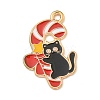 Christmas Kitten Alloy Enamel Pendants ENAM-I060-02E-1