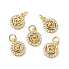 Brass Micro Pave Clear Cubic Zirconia Charms KK-E068-VB121-3