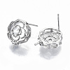 Brass Micro Pave Clear Cubic Zirconia Stud Earring Findings KK-T062-58P-NF-2