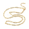 Brass Textured Paperclip Chain Necklaces for Women Men NJEW-F337-02G-02-2