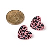 Heart Acrylic Printed Stud Earrings for Women EJEW-G418-01C-5