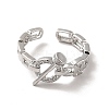 Clear Cubic Zirconia Ring with Nail Open Cuff Ring RJEW-C041-14P-2