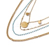 Synthetic Turquoise Sun Pendant Multi Layered Necklace with Plastic Beaded NJEW-P269-18B-G-3