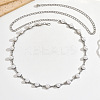 White Round Plastic Pearl Alloy Heart Link Waist Chains for Women WG65AA6-01-3