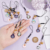 12Pcs 6 Colors Lamp Bulb with Cat Printed Alloy Mobile Straps HJEW-OC00003-3