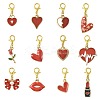 12Pcs 12 Styles Alloy Enamel Pendant Decorations HJEW-FS00078-03-1