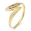 304 Stainless Steel Rhinestone Leaf Hinged Bangles for Women BJEW-C071-13G-02-1