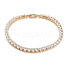 Brass Pave Clear Cubic Zirconia Flat Round Link Bracelets BJEW-B094-04G-1