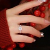 Rhodium Plated 925 Sterling Silver Pave 5.2x3.1mm Moissanite Finger Rings for Women WG1E35D-41-2