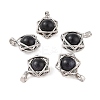 Synthetic Blue Goldstone Round Pendants G-M440-04H-P-1