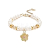 4Pcs 4 Color Lampwork Flower Charm Bracelets Set BJEW-TA00177-2