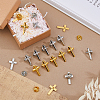 50Pcs 2 Colors Religion Corss Alloy Lapel Pin Backs JEWB-FH0002-49-4