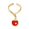 Brass Enamel Open Cuff Rings for Women RJEW-U057-27G-4
