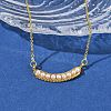 Brass with ABS Plastic Imitation Pearl Pea Pod Pendant Necklaces NJEW-P347-01G-3