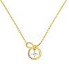 Round Ring 925 Sterling Silver Pave Cubic Zirconia Pendant Necklaces for Women NJEW-F338-01G-2