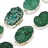Silver Plated Dyed Oval Natural Drusy Quartz Crystal Beads Strands G-F144-02-S-1