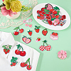 38Pcs 2 Sets 2 Styles Strawberry & Cherry Polyester Embroidered Cloth Patch PATC-WR0001-32-4