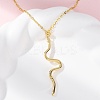 Brass Snake Pendant Cable Chain Necklaces for Women NJEW-S438-01B-G-1