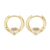 Heart Brass Micro Pave Clear Cubic Zirconia Hoop Earrings EJEW-D348-13G-2