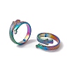 Ion Plating(IP) 304 Stainless Steel Ring Arowana Fish Wrap Open Cuff Ring for Women RJEW-C045-21M-4
