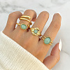 4Pcs Oval/Teardrop Alloy Resin Finger Rings FS-WG08CD1-07-1