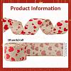 10 Yards Burlap Heart Printed Wired Ribbon OCOR-WH0082-262-2