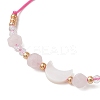 Natural Rose Quartz & Freshwater Shell Moon Charm Bracelets BJEW-MZ00303-03-4