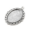 Tibetan Style Oval Alloy Pendant Cabochon Settings TIBEP-Q054-44AS-RS-2