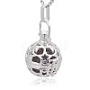 Silver Color Plated Brass Hollow Round Cage Pendants KK-J226-07S-2