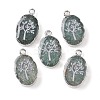 Natural Green Aventurine Oval Pendants G-C102-07P-05-1