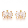 Brass Pave Clear Cubic Zirconia Connector Charms KK-N254-167G-1