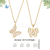 HOBBIESAY 2 Sets 2 Styles Clear Cubic Zirconia Stud Earrings & Butterfly Pendant Necklaces Set SJEW-HY0001-01-6