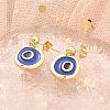 Real 18K Gold Plated Brass Enamel Dangle Stud Earrings Findings KK-B124-09G-02-2