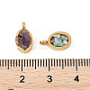 Natural Mixed Gemstone Chip 304 Stainless Steel Oval Charms KK-P300-10G-3
