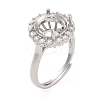 Rack Plating Round Brass Micro Pave Cubic Zirconia Adjustable Ring Components KK-Q819-05P-1